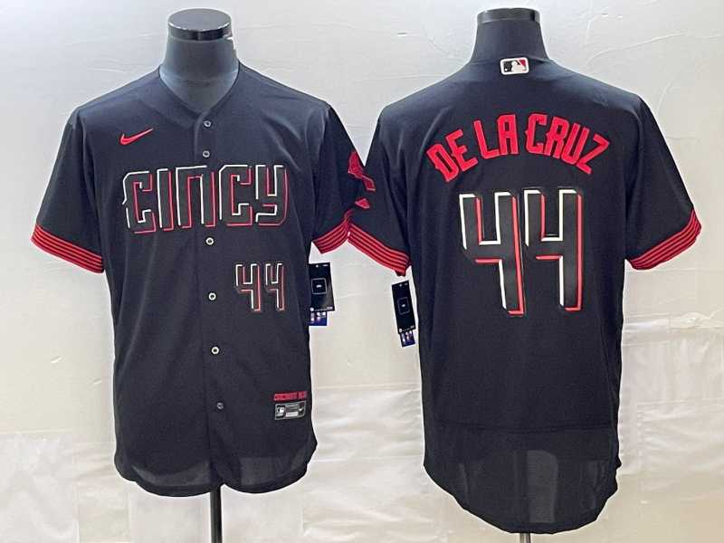 Mens Cincinnati Reds #44 Elly De La Cruz Number Black 2023 City Connect Cool Base Jersey